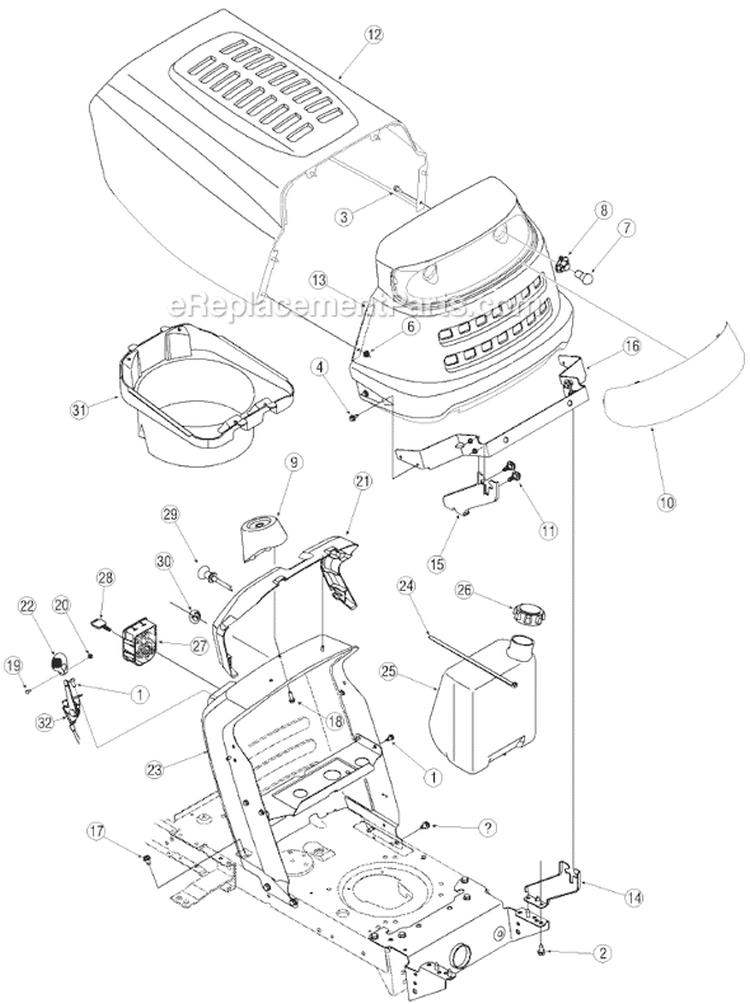 Page E Diagram and Parts List for 13A3761G700 2005 Yard Machines Lawn Tractor